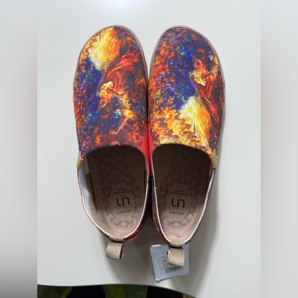 UIN Women’s Slip On Sneaker Casual Loafers Art Painted Walking Shoes - Picture 2 of 5